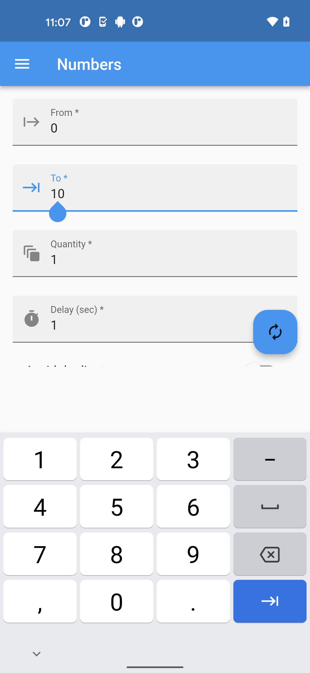 Random Number configuration